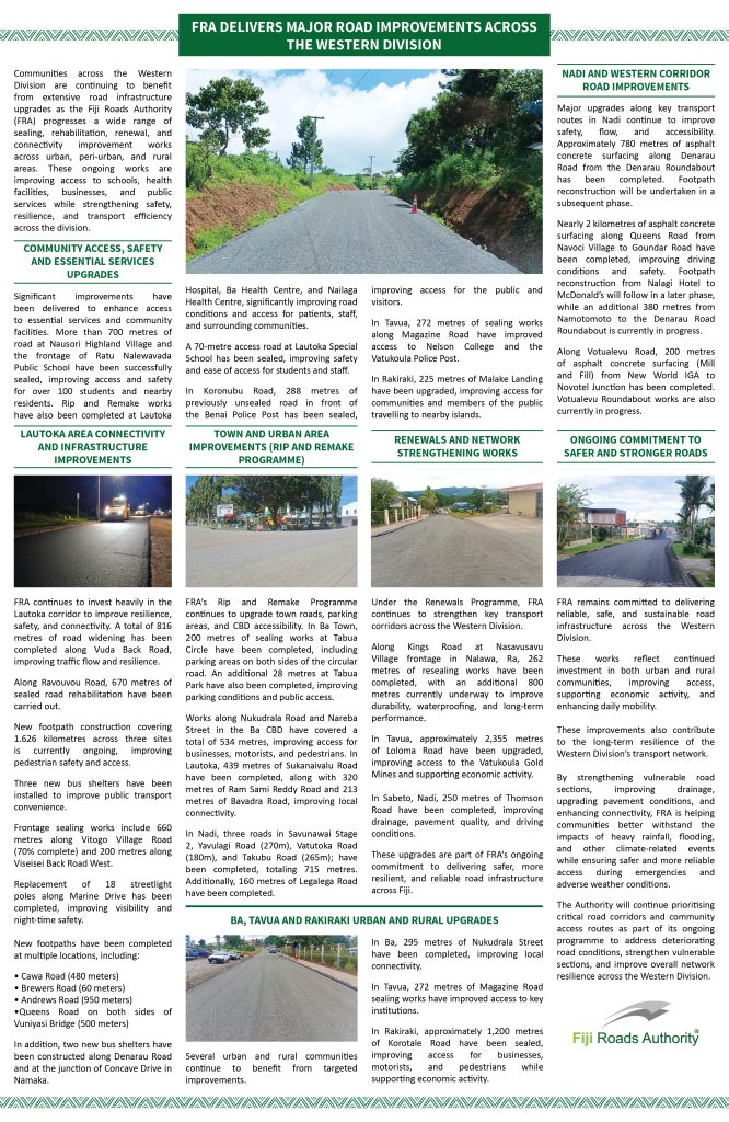 FRA Delivers Major Road Improvements Across the Western Division